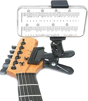 Guitar Head Cell Phone Holder, Live Broadcast Bracket Clip Compatible with iPhone and Android, Compatible with Samsung Smartphone Dock, Headstock Neck Clamp for Electric Guitar/Bass/ukulele
