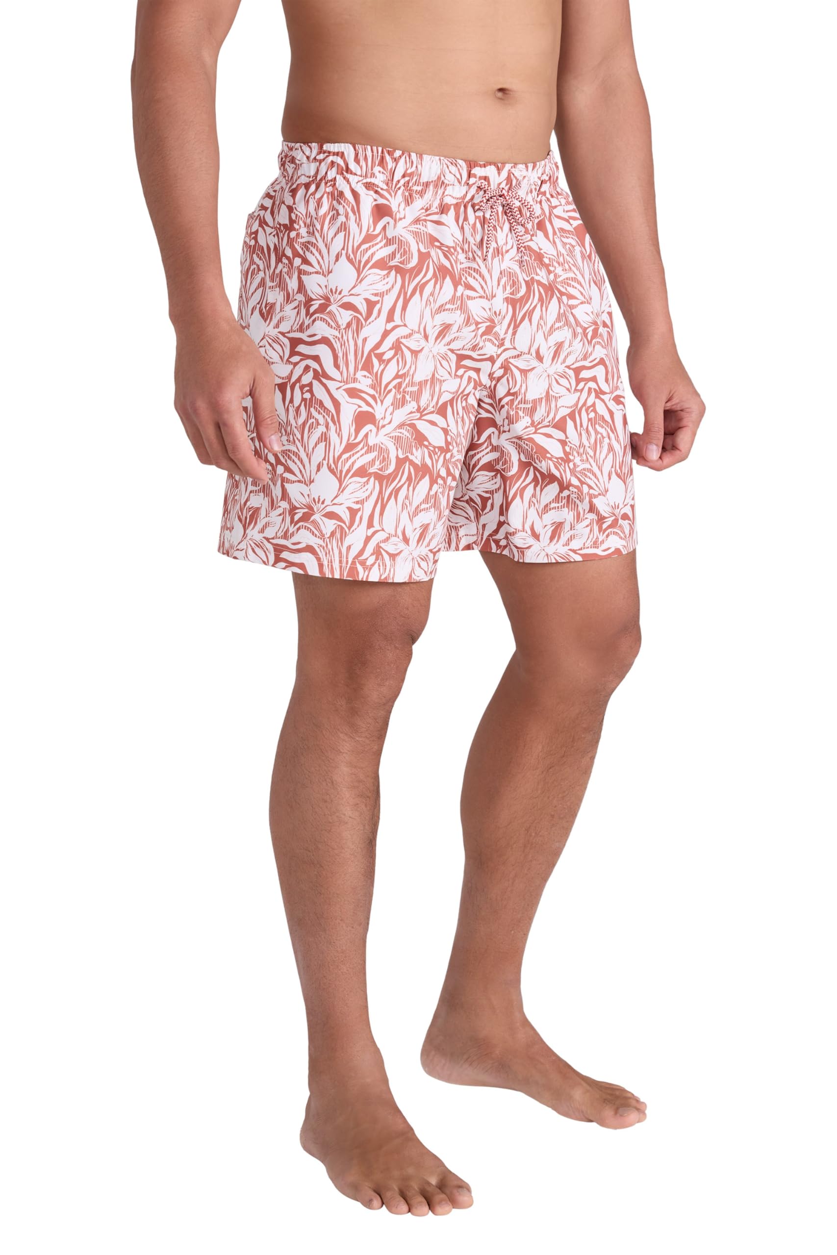 Mountain Warehouse Men's Burnt Orange (Printed) Aruba Printed Swim Shorts - Lightweight Swimming Trunks, Internal Mesh Short Trousers, Uv Protect Board Shorts - Spring Summer, Beach, Pool M