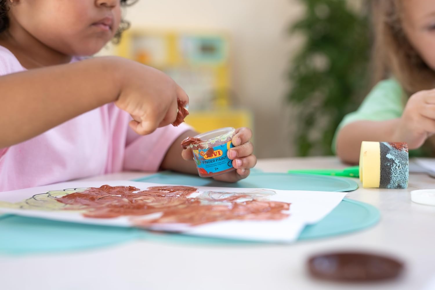 Jovi Pencil Case 5 Tubs with Finger Paint, 125 ml, Brown (56012)