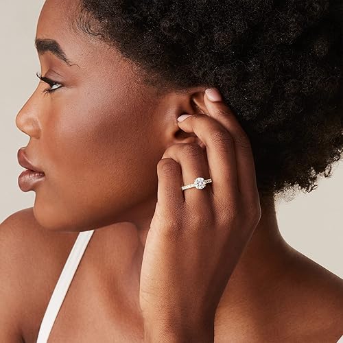 Miniatura 4 de PAVOI 14K Gold Plated Round Cut Solitare Cubic Zirconia Engagement Ring for Women Fake Wedding Ring for Women Fake Engagement Ring Promise Ring