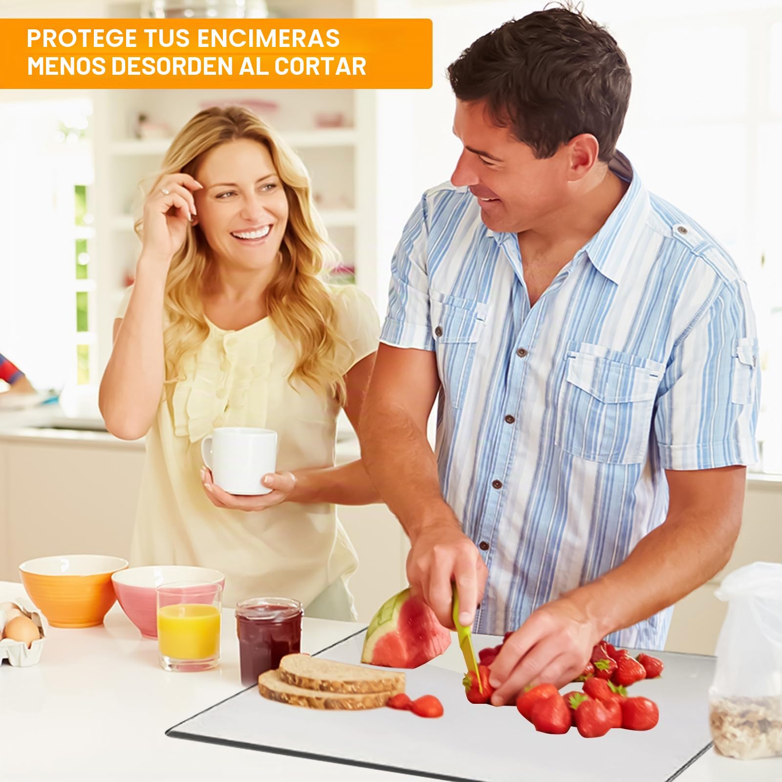 Qivine 45x60cm Tabla Cortar Cocina Plastico, Acrílica Transparente Protector Vitroceramica con Borde, Antideslizante Cubre Encimera Multifuncional para Cortar Frutas, Pan, Verduras