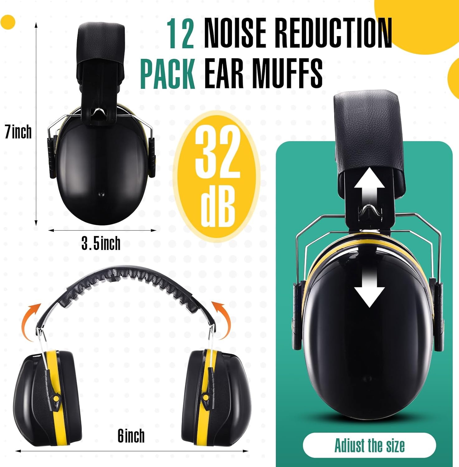 12 Pcs Kid Ear Muffs for Noise Reduction Bulk Ear Protection Reduction Headphone 32dB NRR Noise Cancelling Adjustable Safety Hearing for Baby Child Toddler Back to School - Image 2