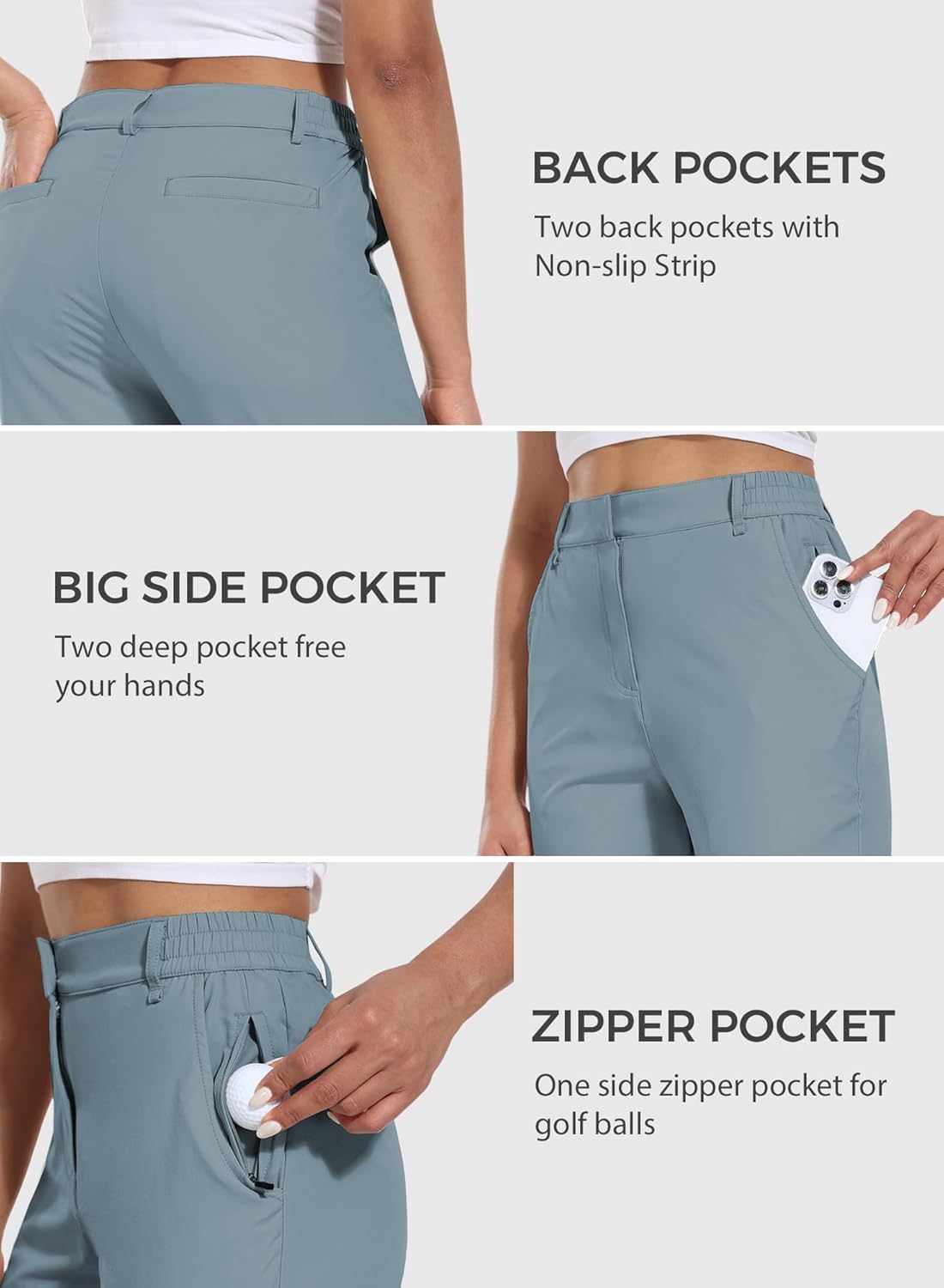 Hiverlay Womens Golf Shorts 13 Inch Inseam Knee Length Bermuda Shorts Quick Dry UPF 50+ with 5 Pockets Lightweight Hiking