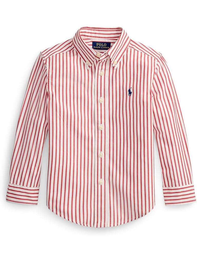Red Polo Ralph Lauren Plaid Cotton Poplin Shirt (Toddler/Little Kid)