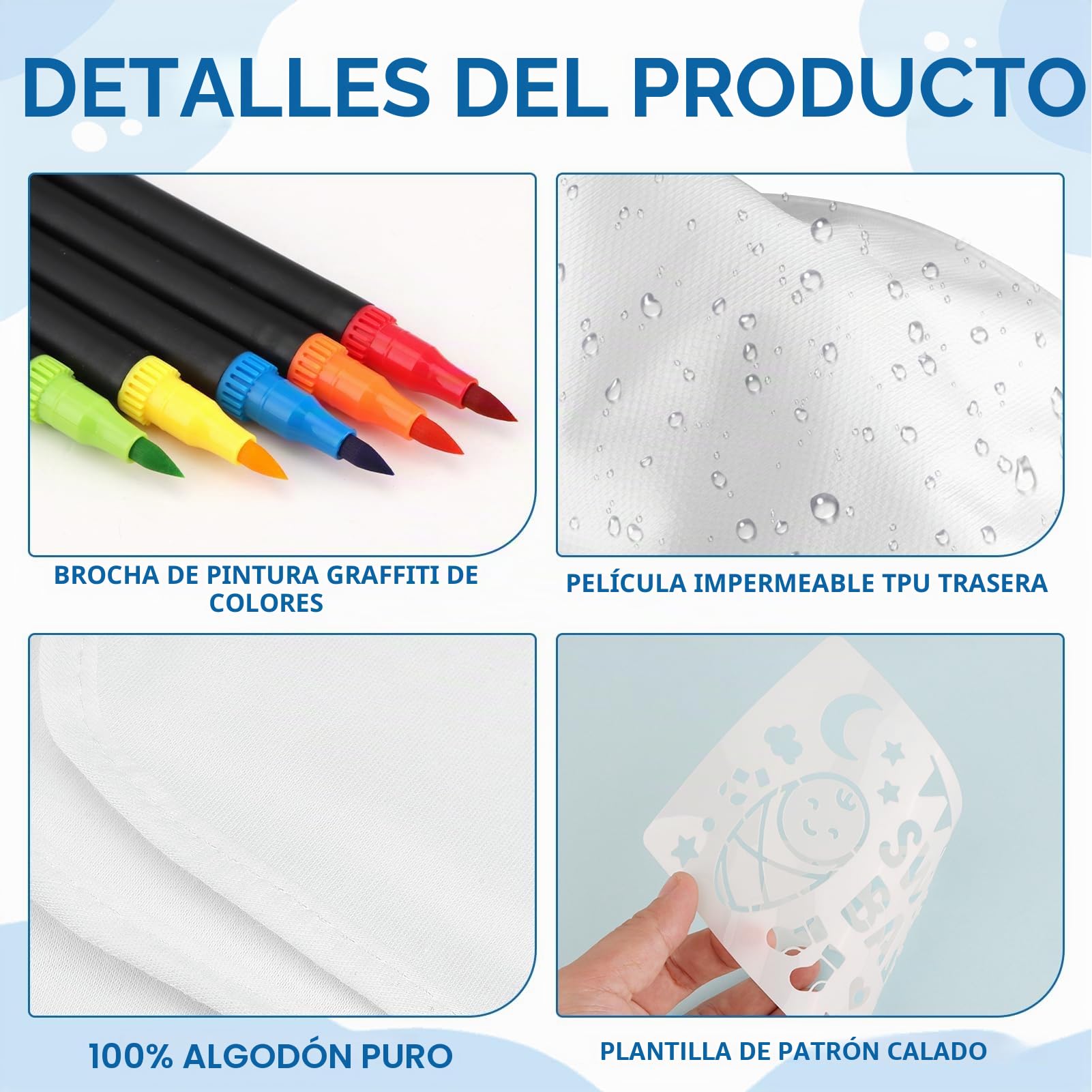 Wriligel Baberos de bebé para pintar 22x18 cm, DIY baberos bebé personalizados, juego de 15 baberos de algodón con 12 rotuladores acuarelables y 20 plantillas, regalo creativo para baby shower