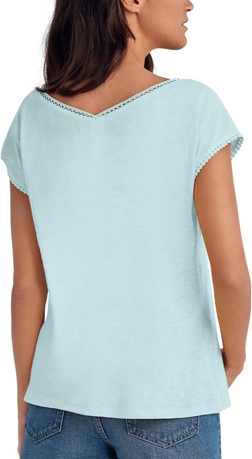 ellos Plus Size Crochet Trim Tee