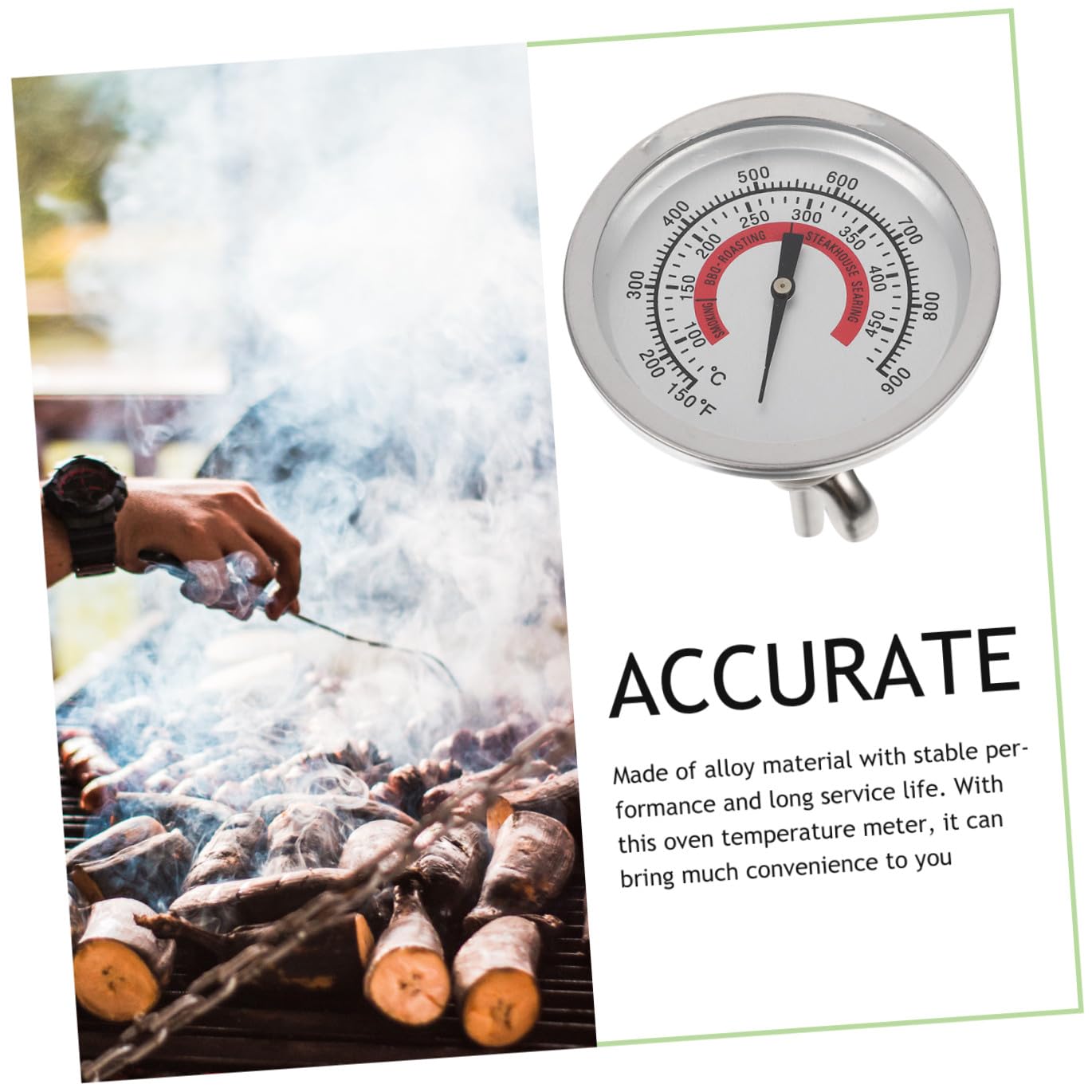INOOMP 5pezzi Termometro Da Bbq Con Indicatore Di Temperatura Bimetallico Per Grill e Forno Misuratore Per Cottura Precisa Strumento Per Cucina Casalinga e Ristoranti Facile Lettura e