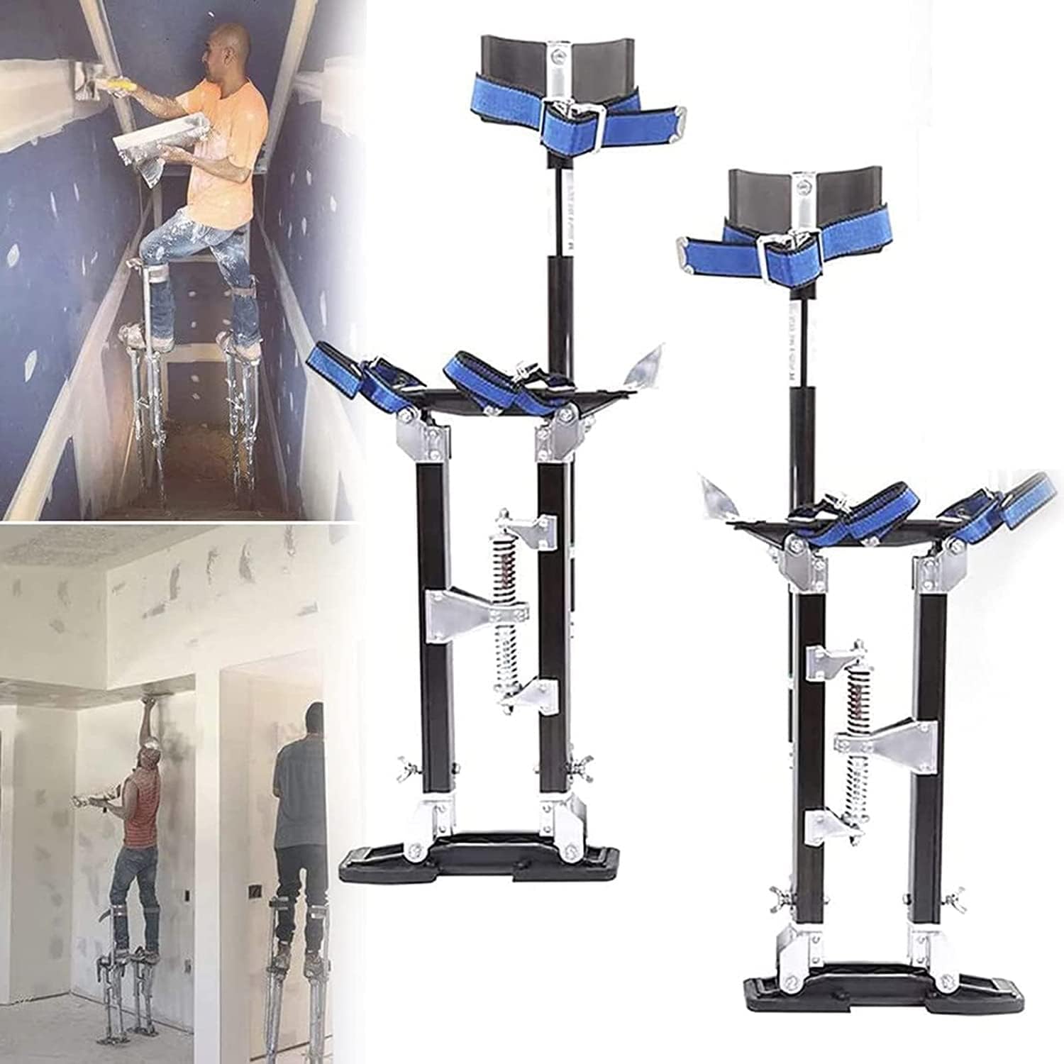 Decorators Stilts 18-30 Inches Drywall Stilts for Adults,Adjustable Aluminum Tool Stilt Lifts with Knee Pads Protection， for Painters Walking Painting Taping