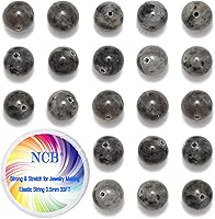 Vista 222 de 200 cuentas redondas y sueltas de cristal de cuarzo gris natural de 0.32 pulgadas (8 mm) para joyería y manualidades