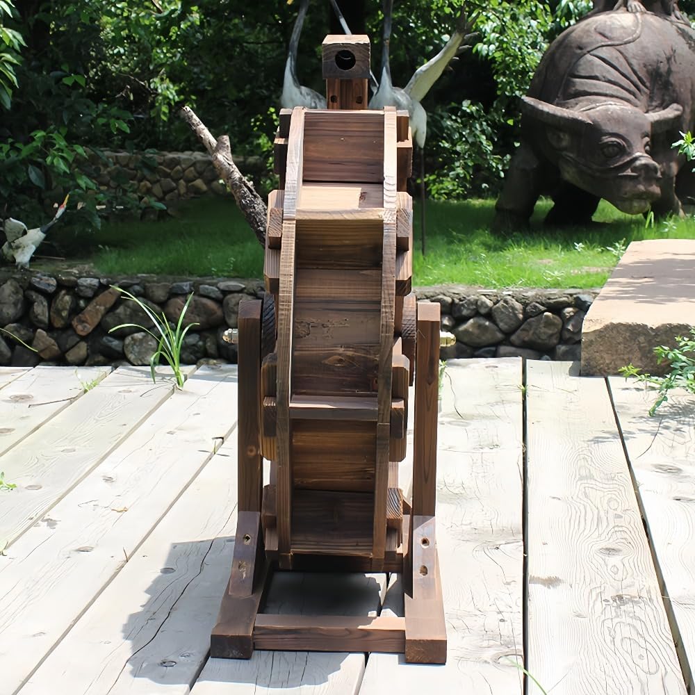 風水水車飾り 屋外 中庭 魚のいる池 木製水槽 (ホイール径 20)