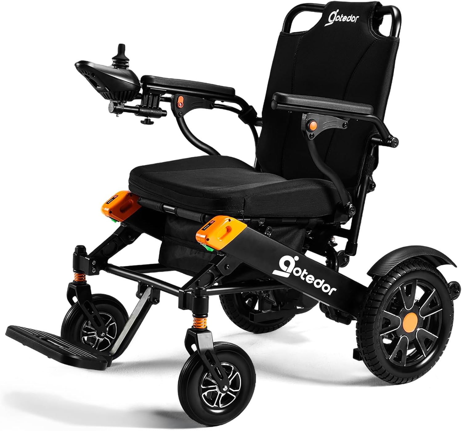 Product image of Aotedor Electric Wheelchairs for Adults Seniors,All Terrain Power Wheelchair 20 Miles Travel Range with 2 Packs Side Slide-in Batteries Safe and Comfortable(Black-Orange)
