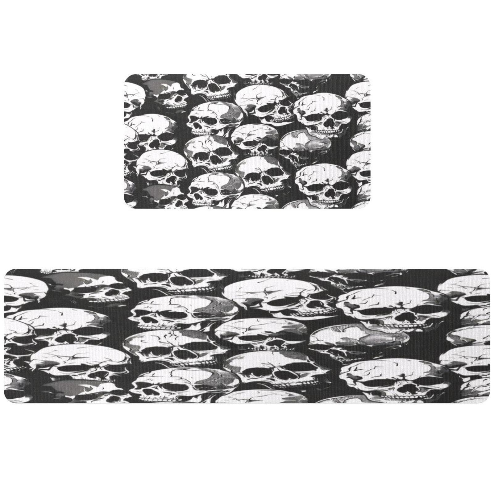 Calaveras oscuras alfombrillas de cocina para evitar resbalones en suelo