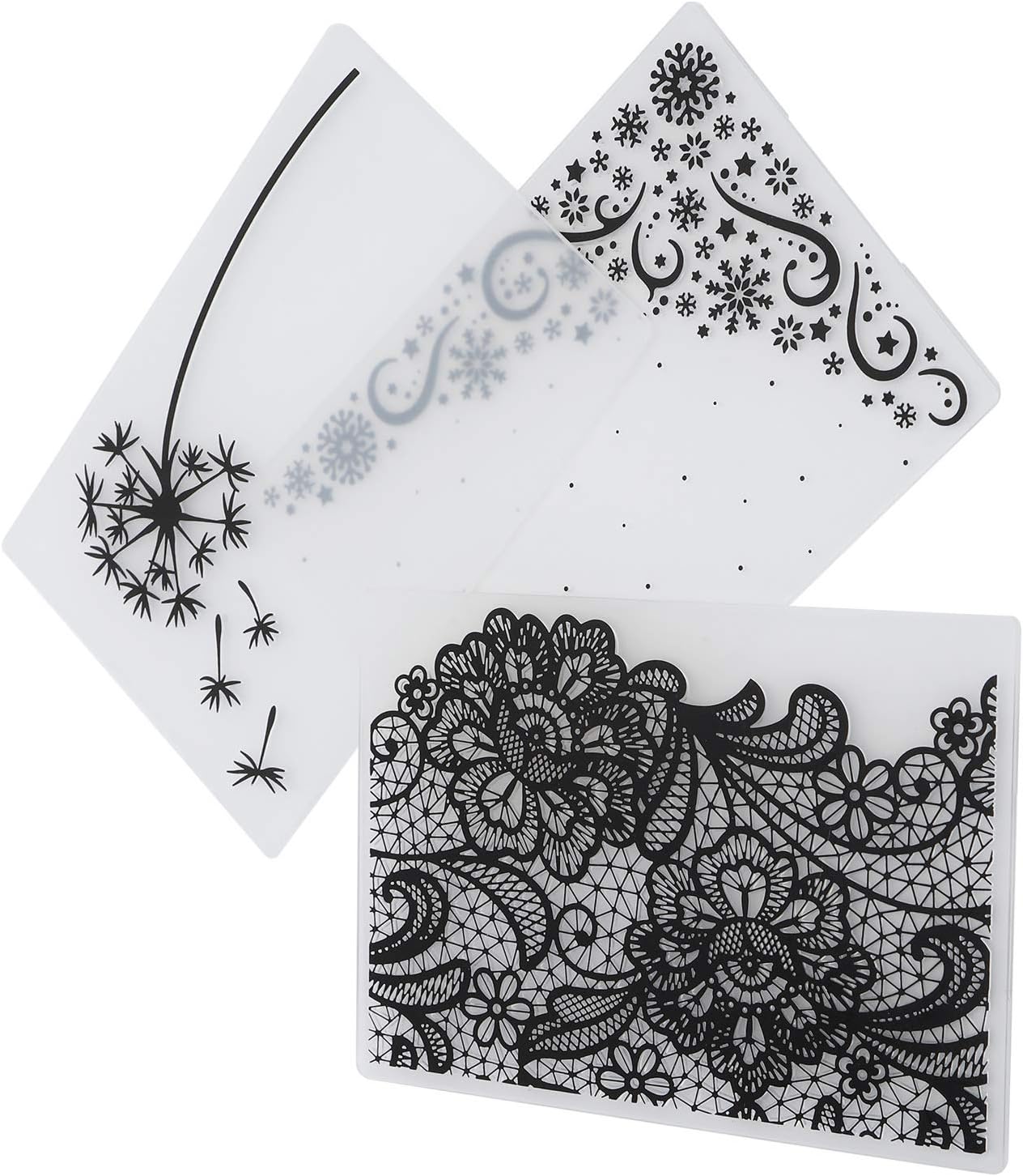 Embossing Folders Convenient Paper Craft Tool for Creating Raised Relief Designs, 3Pcs Plastic Embossing Templates for Card Making, for Scrapbooking Projects