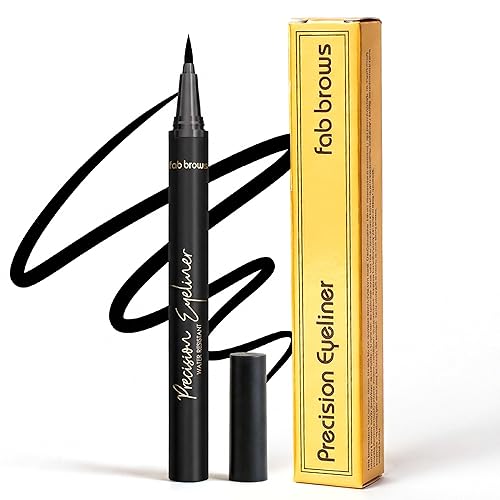 Fab Brows Delineador líquido de precisión – Delineador líquido con punta de fieltro – Delineador de ojos negro impermeable ricamente pigmentado