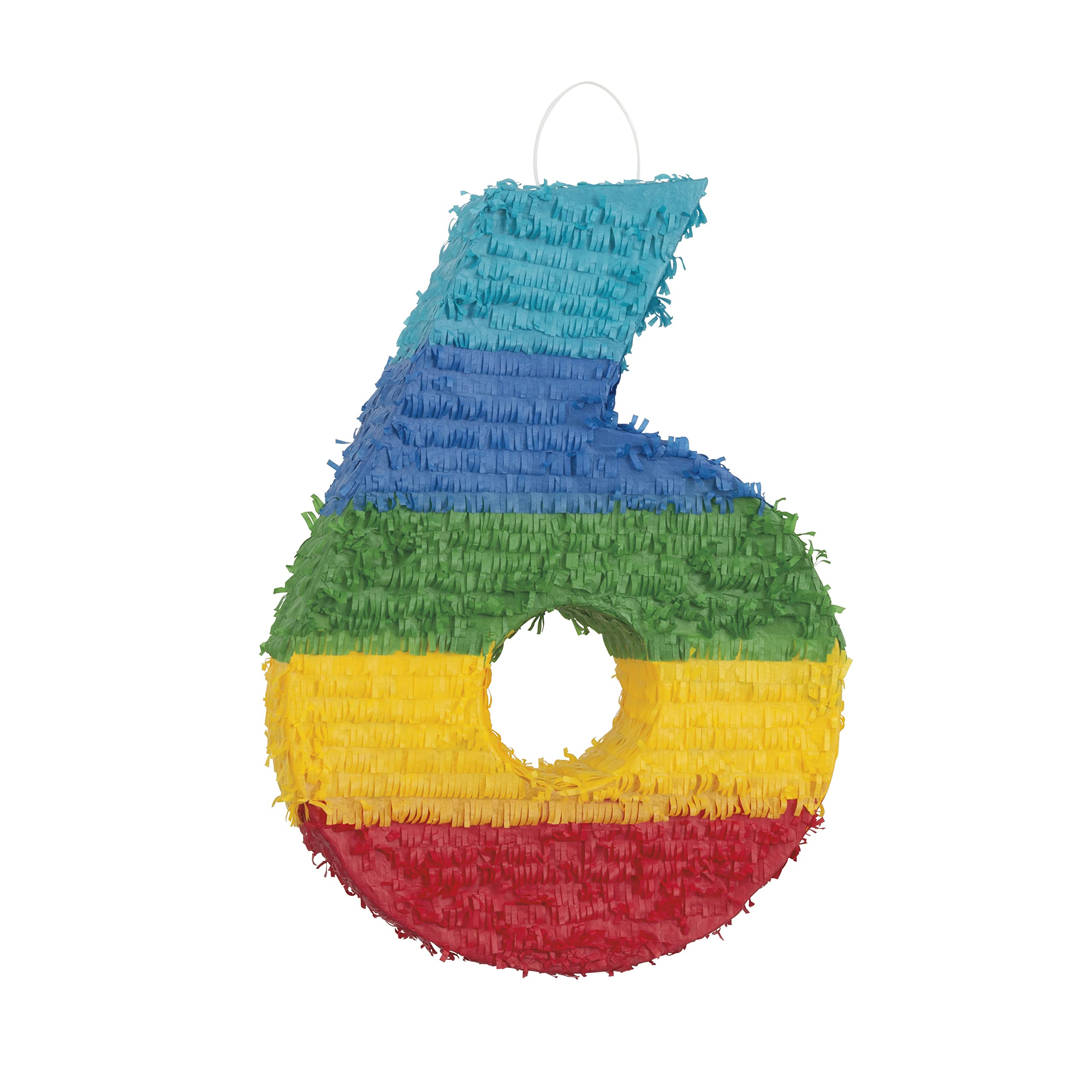 Unique Number 6 Rainbow Pinata, Colorful Party Decoration & Fun Game, Fill with Candy or Treats, Perfect for Kids Birthday Parties, Milestone Celebrations & Event Supplies