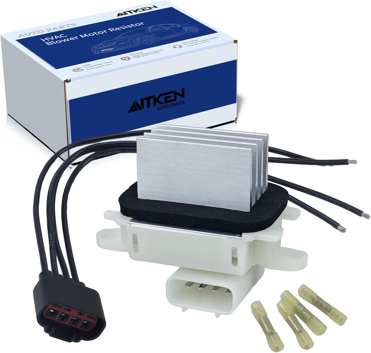 AITKEN HVAC Blower Motor Resistor Compatible with Ford F150 2009-2014, Explorer Expedition Escape Mustang Taurus MKS MKT Navigator (BL3Z-19E624-A, with Connector Harness)