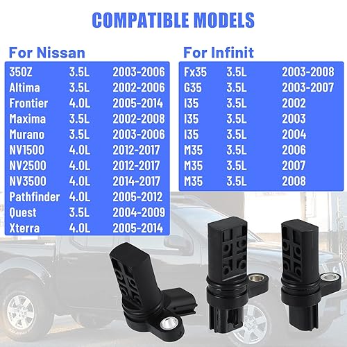 Miniatura 5 de Kit de sensor CPS de posición del cigüeñal del árbol de levas 23731-AL60A 23731-AL61A 23731-6J90B Compatible con Nissan 350Z Altima Frontier Maxima