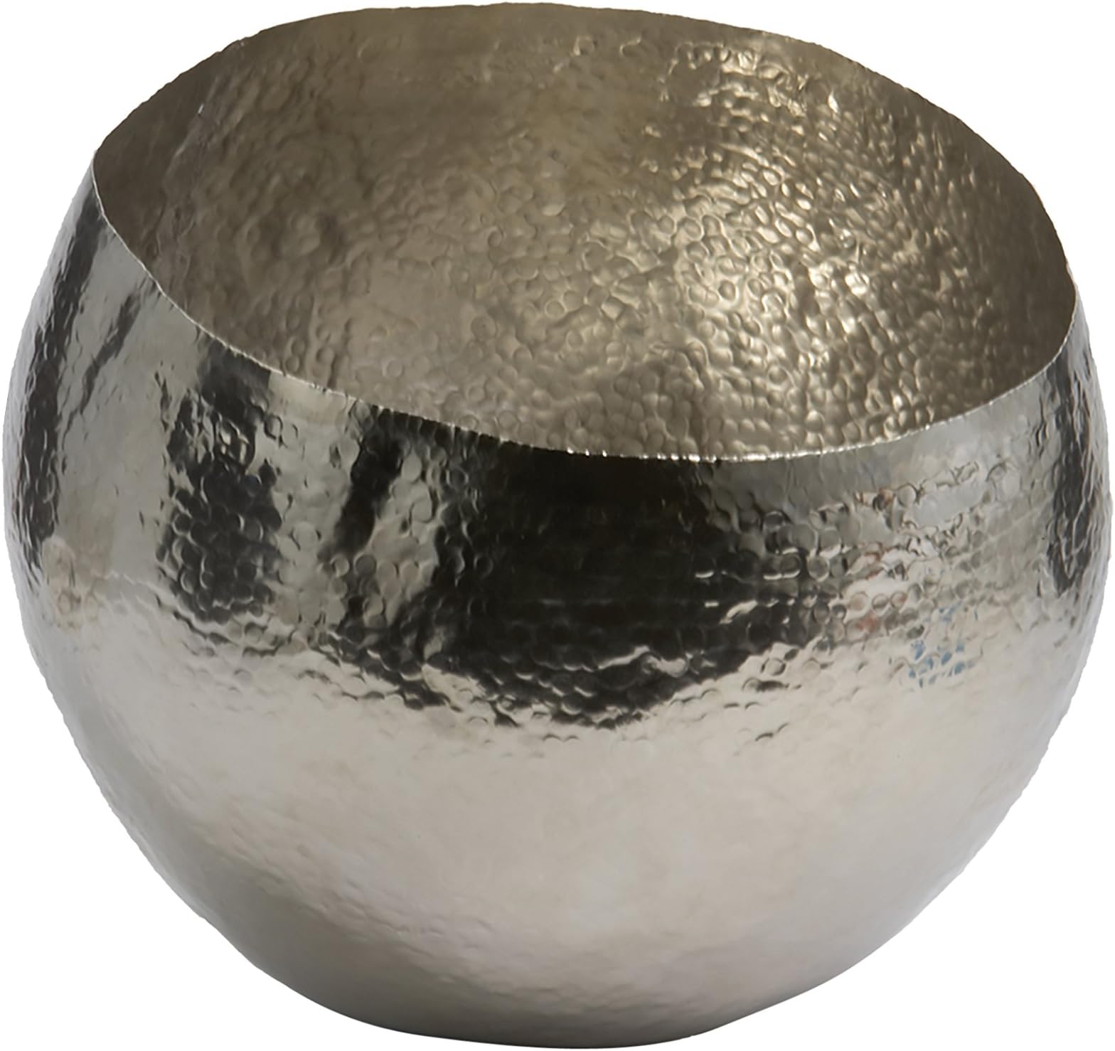 Gilded Barn Hammered Nickel Plated Brass Bowl, 9.75 x 7.5-Inches, Small