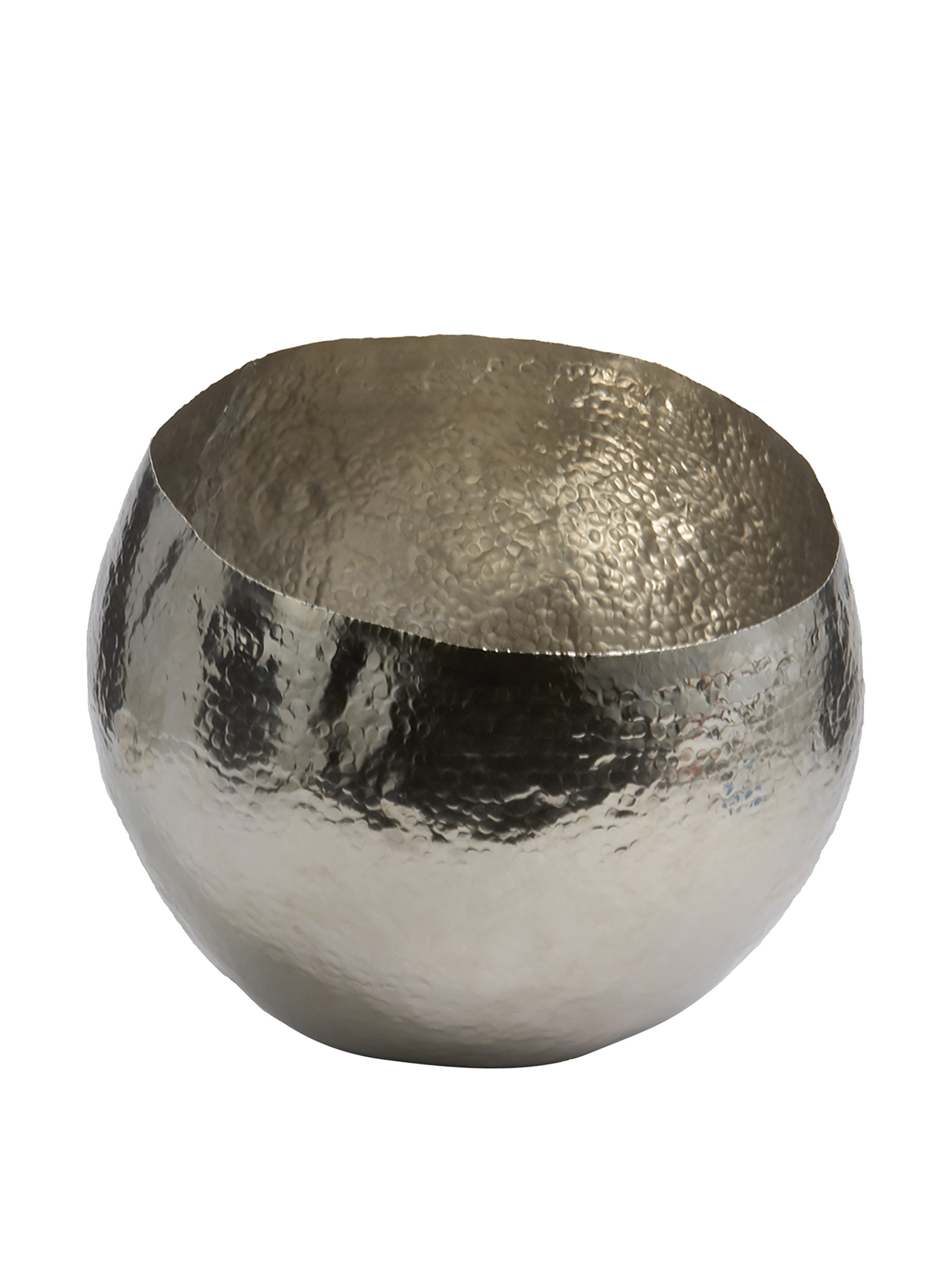 Gilded Barn Hammered Nickel Plated Brass Bowl, 9.75 x 7.5-Inches, Small