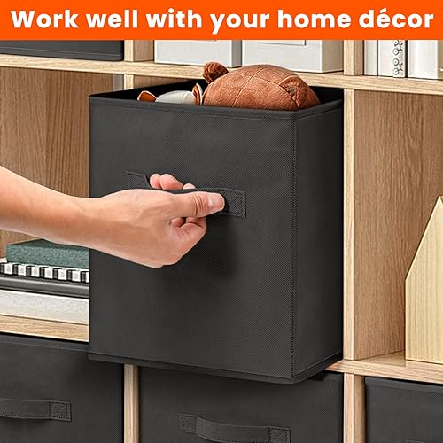 Miniatura 5 de Paquete de 8 cubos de almacenamiento de tela de 11 pulgadas con 3 organizadores de cajones para calcetines y ropa interior para organización y