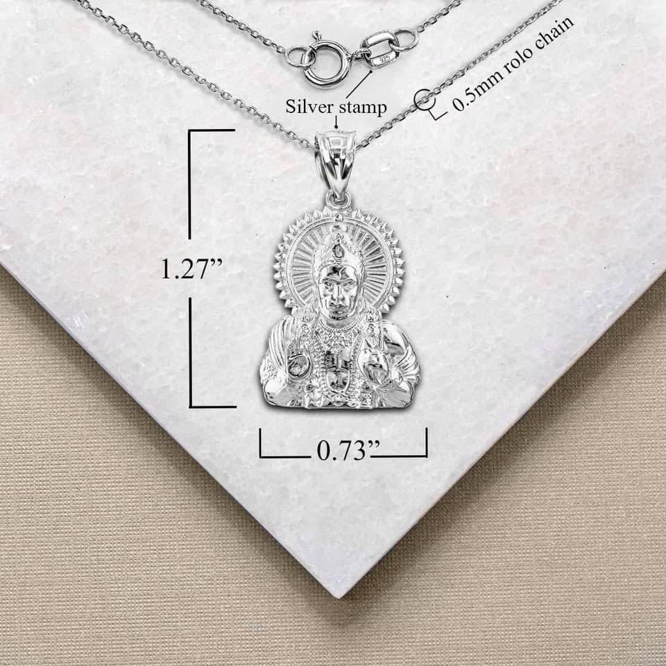 Claddagh Gold .925 Sterling Silver Ramayana Lord Hanuman Face Vanara Monkey Indian Hindu God Religious Pendant Necklace - Choose Pendant Only or Necklace w/ 16”-22” Chain - Image 2