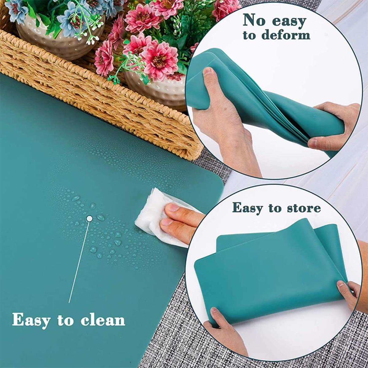 60X40cm Tovaglietta in Silicone di Grandi Dimensioni Isolamento Termico Cup Pad Tovaglia Tovaglietta Ciotola Antiscivolo Sottobicchiere Accessori per la Cucina-Cina,60x40cm Deep Grey