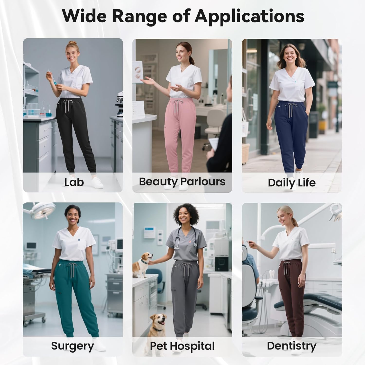 Medical Scrub Pants for Women Jogger Scrub Pants with 5 Pockets Drawstring Cargo Pants Mid-Rise Womens Scrubs Pant - Image 6