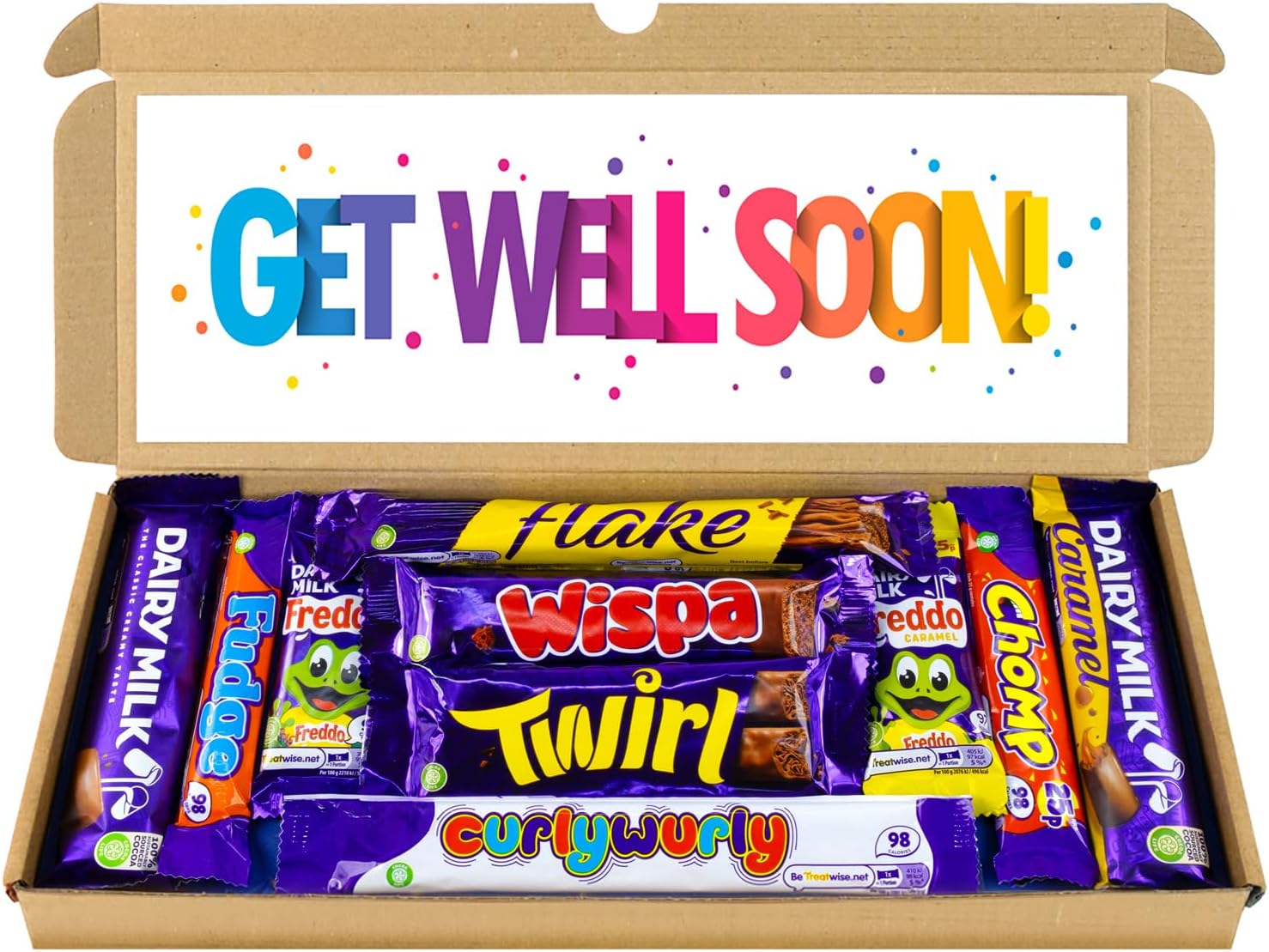 Get Well Soon Gift - Chocolate Hamper, Letterbox Chocolate Gift Box of 10 Fullsize Dairy Milk Chocolate bars, Ideal Gifts For Women & Gifts For Him (Get Well Soon)