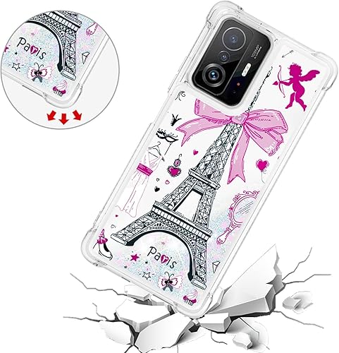 Miniatura 4 de Monwutong Funda de teléfono delgada para Xiaomi 11T, funda para Xiaomi 11T Pro, efecto de arena movediza de cristal brillante TPU con protección