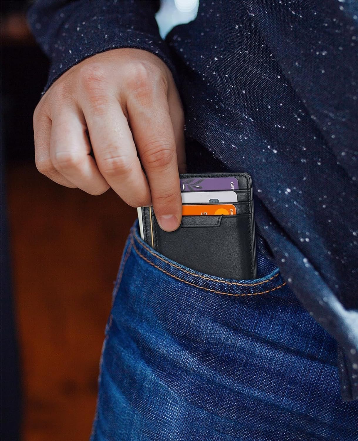 Unisex Slim RFID Blocking Wallet Genuine Leather Front Pocket Minimalist Design with Gift Box Chocolate Brown (Bassa Black) - Image 7