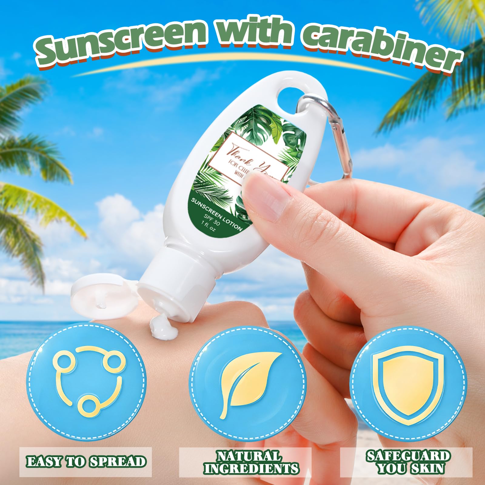 Leelosp Mini SPF 30 Sunscreen Lotion with Carabiner