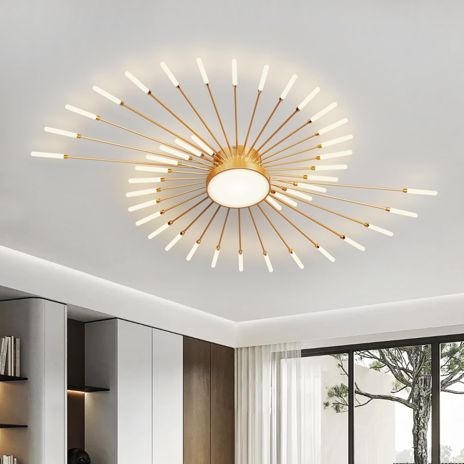 YZBEIMDAI Modern Ceiling Light, LED Fireworks Ceiling Light, 42+1 Heads, for Children's Room, Bedroom, Living Room, 4000k neutral light