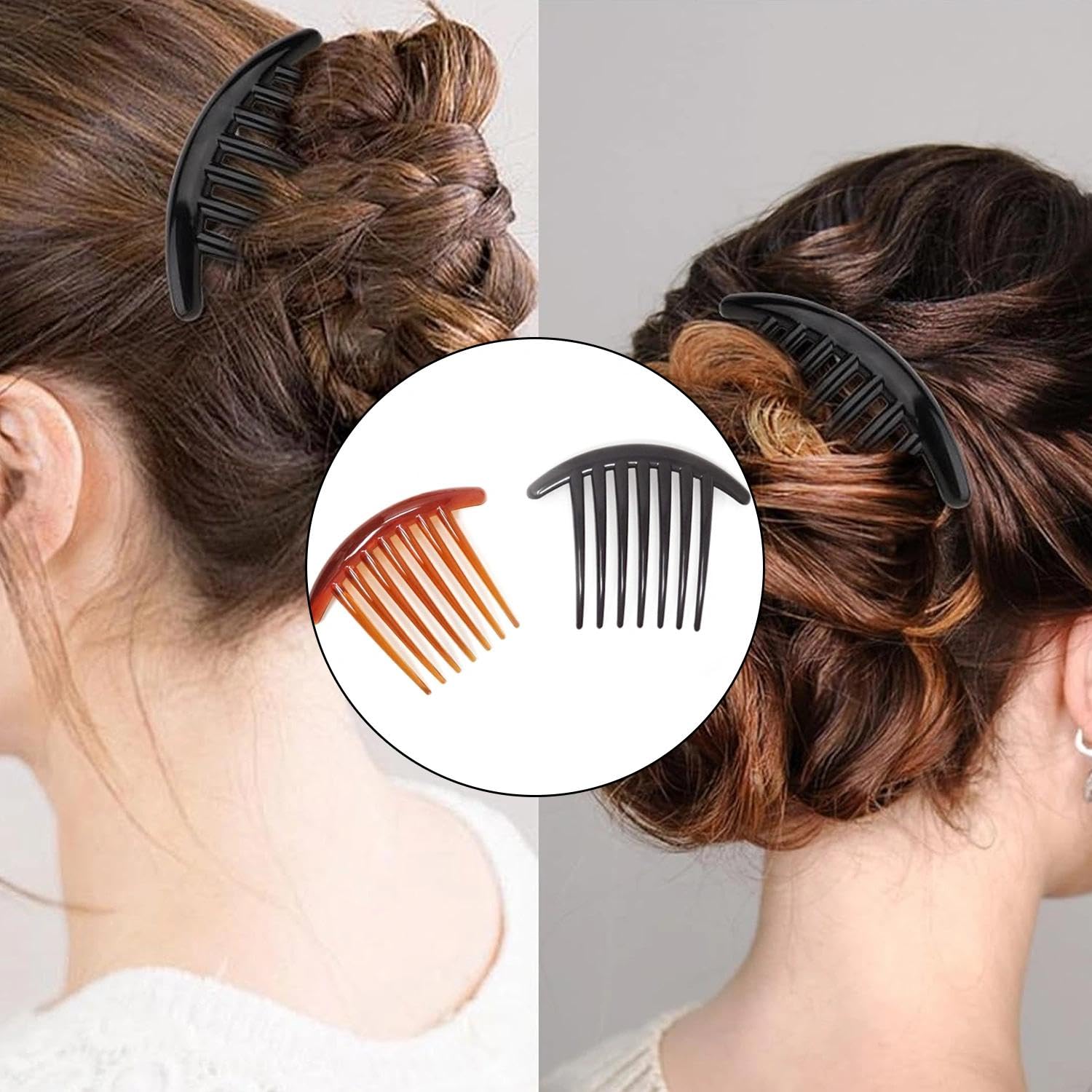 2 Pezzo Fermagli Eleganti a 7 Denti - Accessori per Capelli da Sera e Giorno, Pettinini Laterali per Trecce e Chignon Francese, Adatti a Donne e Ragazze per Ogni Occasione Speciale.