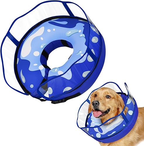 BARKLESS Cono de perro, collar de dona suave para perro después de la cirugía para perros pequeños, medianos y grandes, cono inflable para perro con