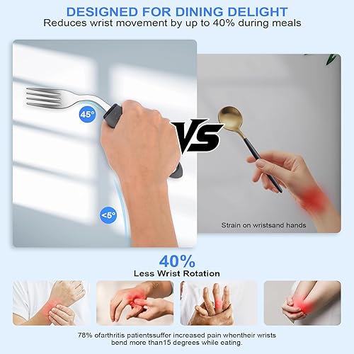 Miniatura 3 de Utensilios adaptativos, utensilios con peso para temblores de manos, utensilios para pacientes con Parkinson, ancianos, artritis, agarre débil,