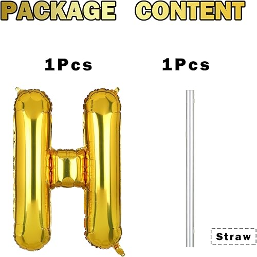 Miniatura 4 de Globos gigantes de la letra H dorados de 40 pulgadas, decoraciones de fiesta de cumpleaños, globos de helio del alfabeto de papel de mylar