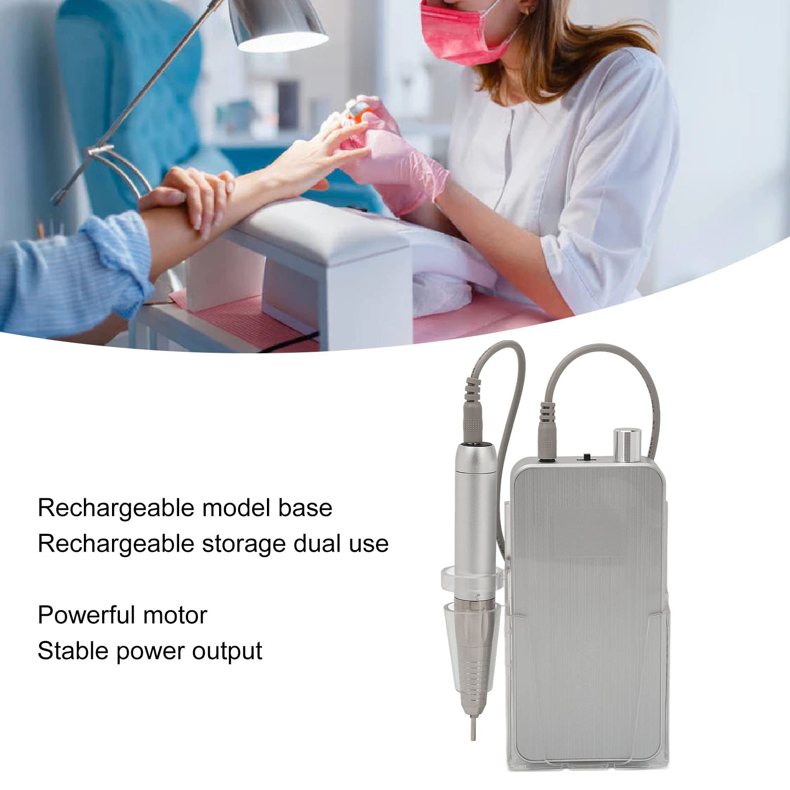 35000 U/min Maniküre-Pediküre-Set, Elektrische Tragbare Wiederaufladbare 2600-mAh-Akku-Nagelbohrmaschine, Professionelle Maniküre-Pediküre-Polierformwerkzeuge für Zuhause und Salon, Silber(#1)