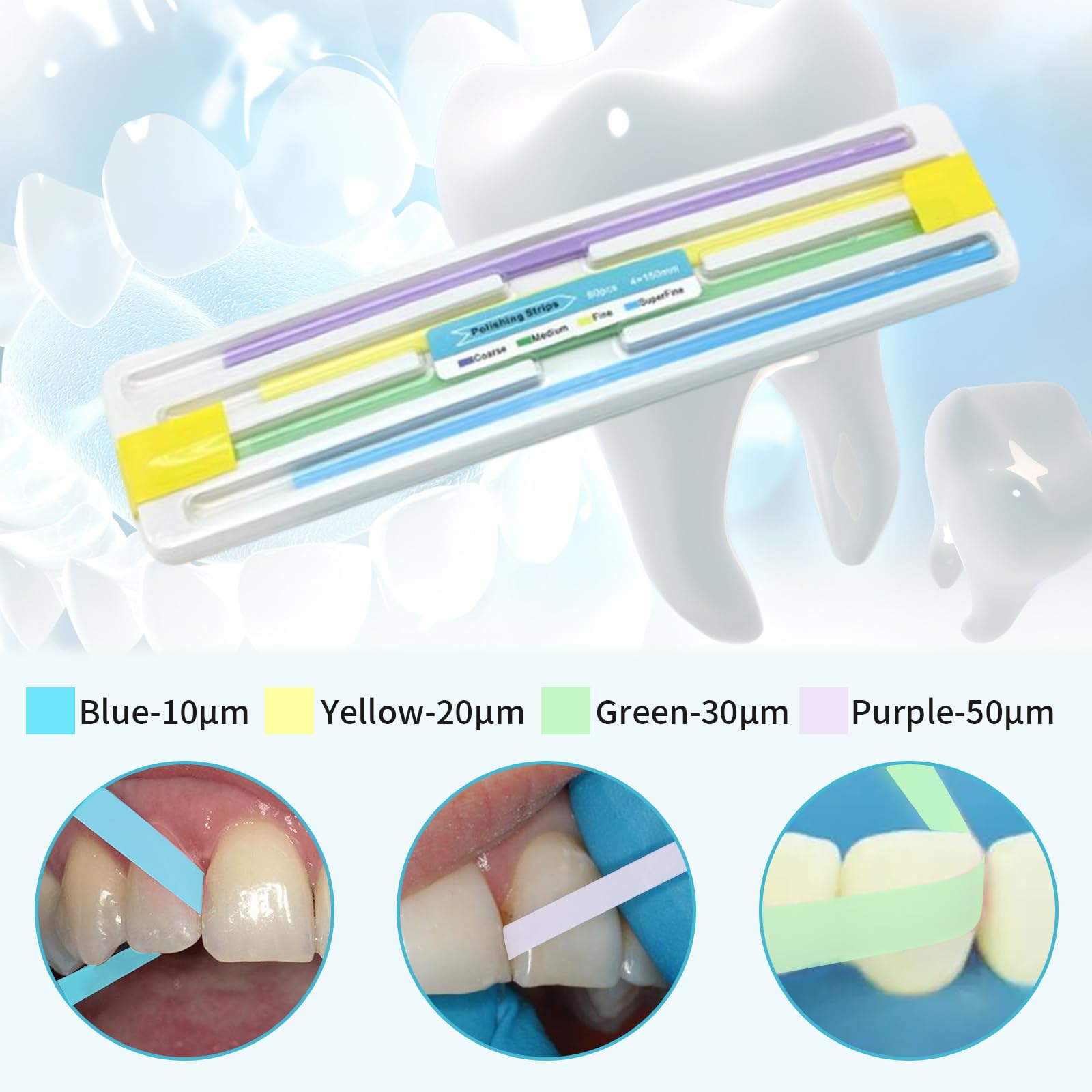 GUTERTOP 60 pezzi carta vetrata dentata per spazi intermedi, strisce abrasive dentali, kit pulizia profonda igiene orale