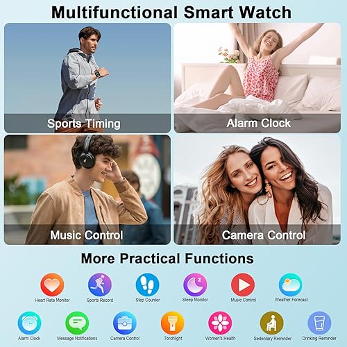 Miniatura 7 de Reloj inteligente para hombres y mujeres, GPS, militar de 2.06 pulgadas, rastreador de actividad con llamadas Bluetooth, reloj inteligente, contador