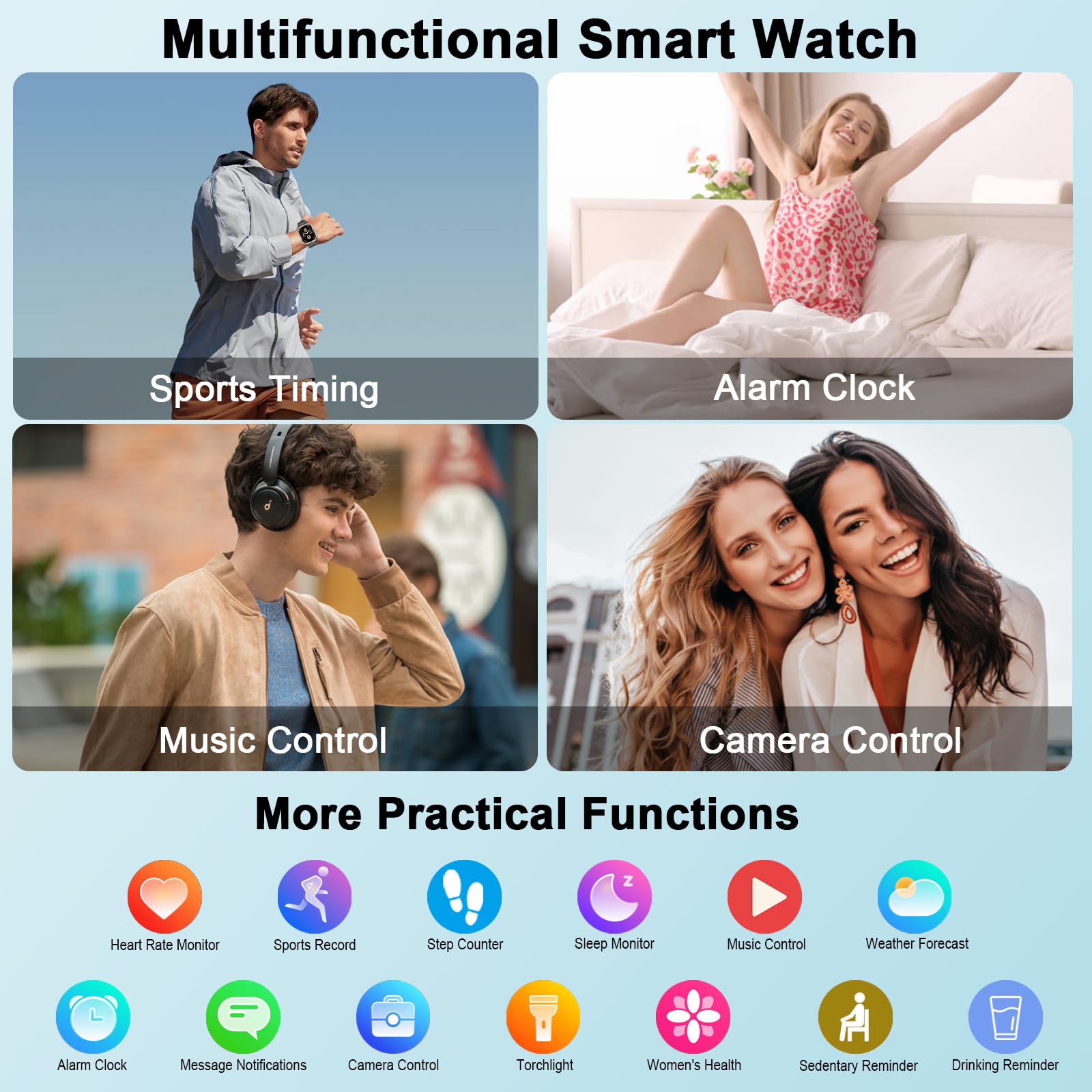 Reloj Inteligente Hombre con GPS, 2.06'' HD Smartwatch con Llamadas Bluetooth, IP68 Fitness Tracker con 110+ Modos Deportivos, Monitor de Sueño/Podómetro/Pulsómetro/SpO2 Smart Watch para Android iOS