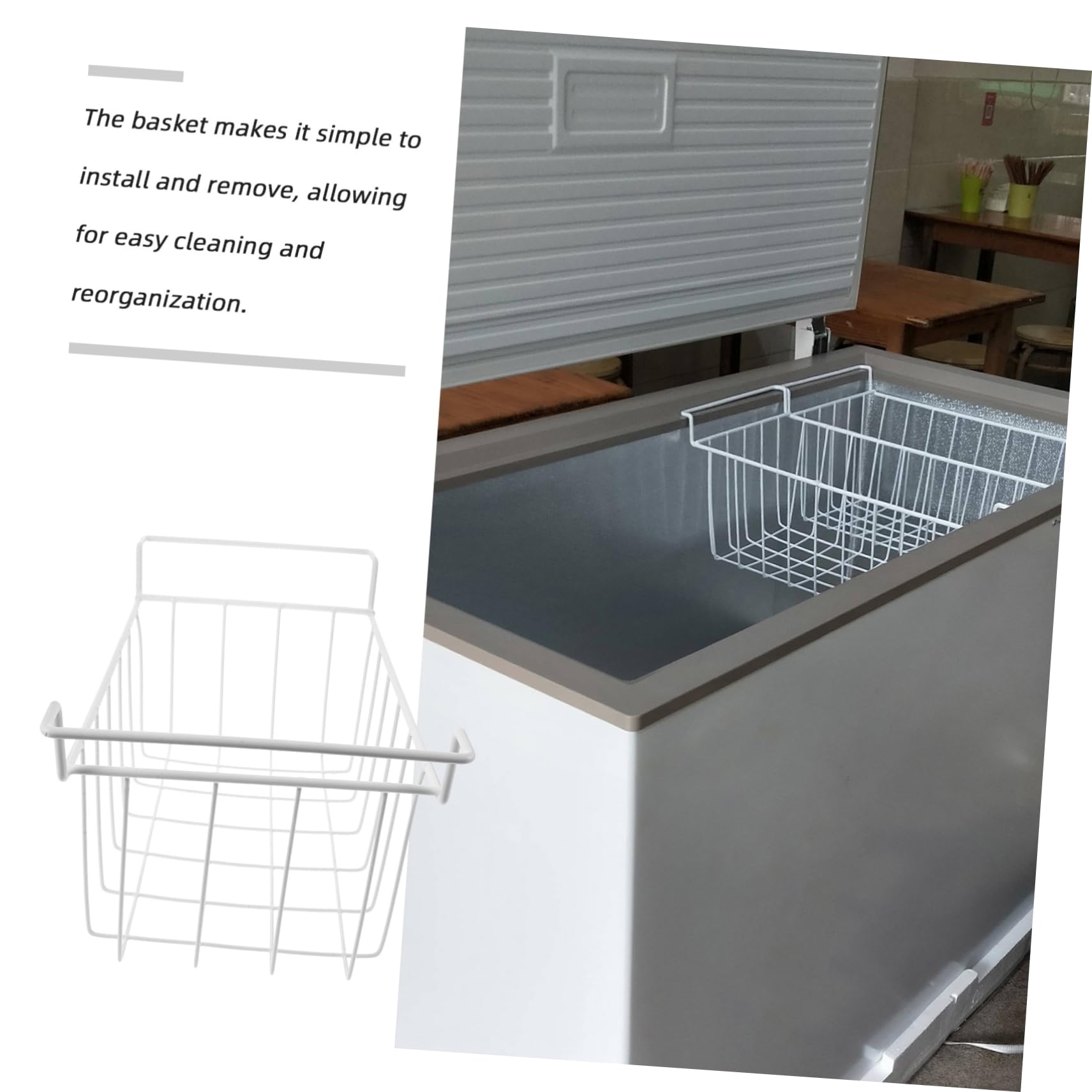 Ciieeo Cestello per Congelatore Pozzetto Organizer in Filo Metallico Design Aperto Maniglia per Organizzazioneefficiente del Congelatore Adatto Molteplici Modelli