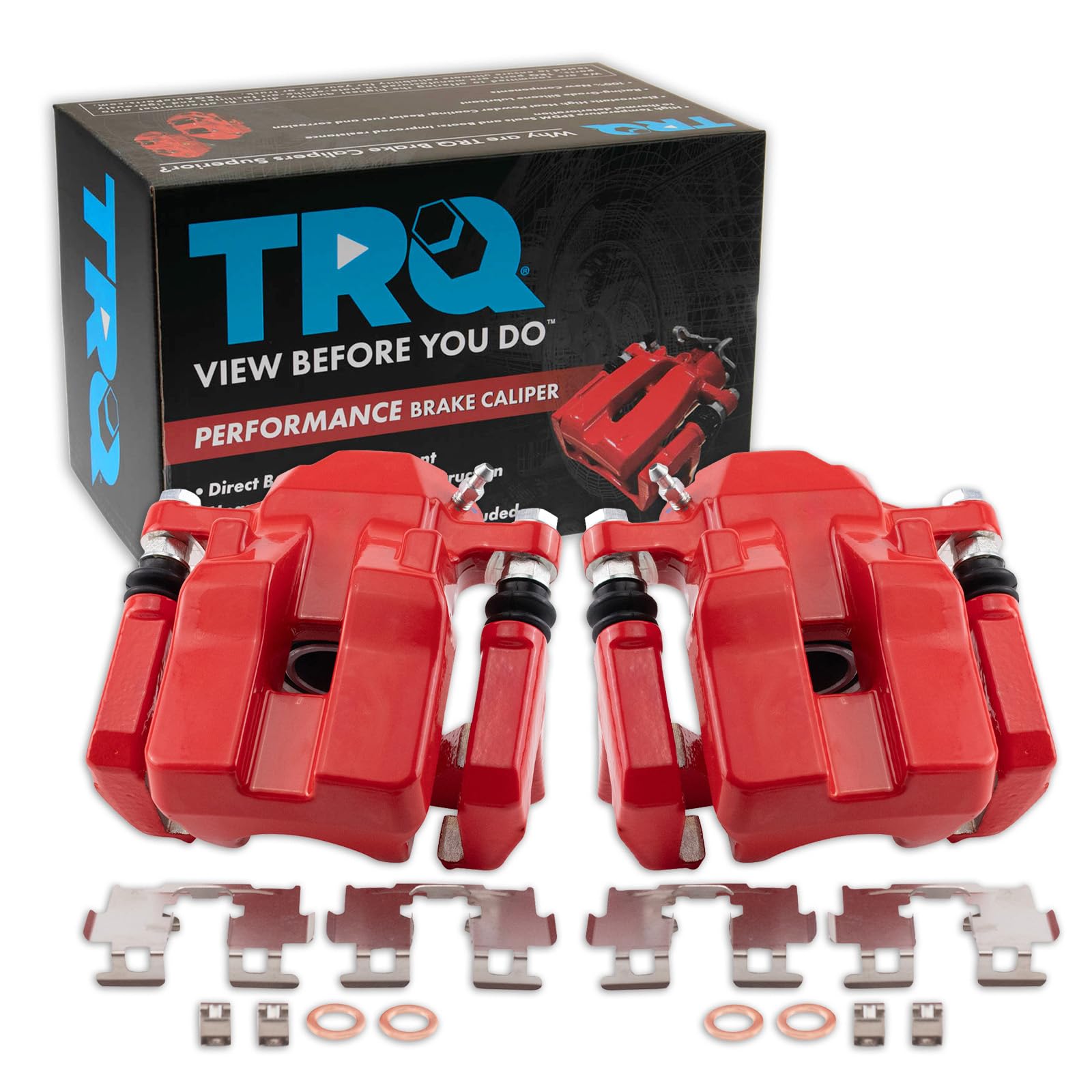 TRQ Rear Performance Brake Caliper Set (Red) For 2012-2018 Toyota RAV4 – Complete Kit, Direct Fit