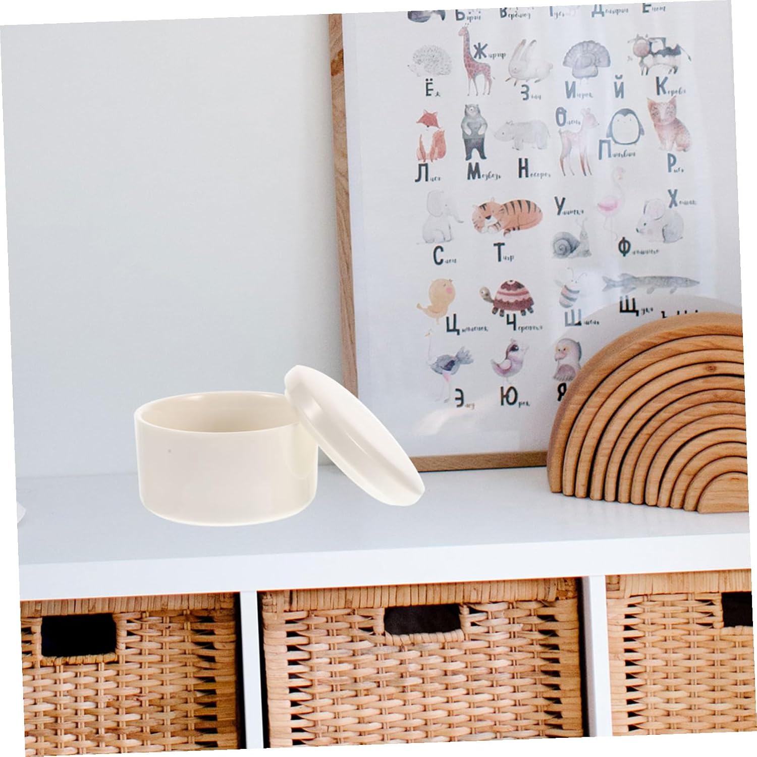Outanaya White Ceramic Jewelry Box Organizer with Lid, Dresser Trinket Storage Case for Women’s Rings and Accessories, Desktop Jewelry Container for Personal Use and Display image 5