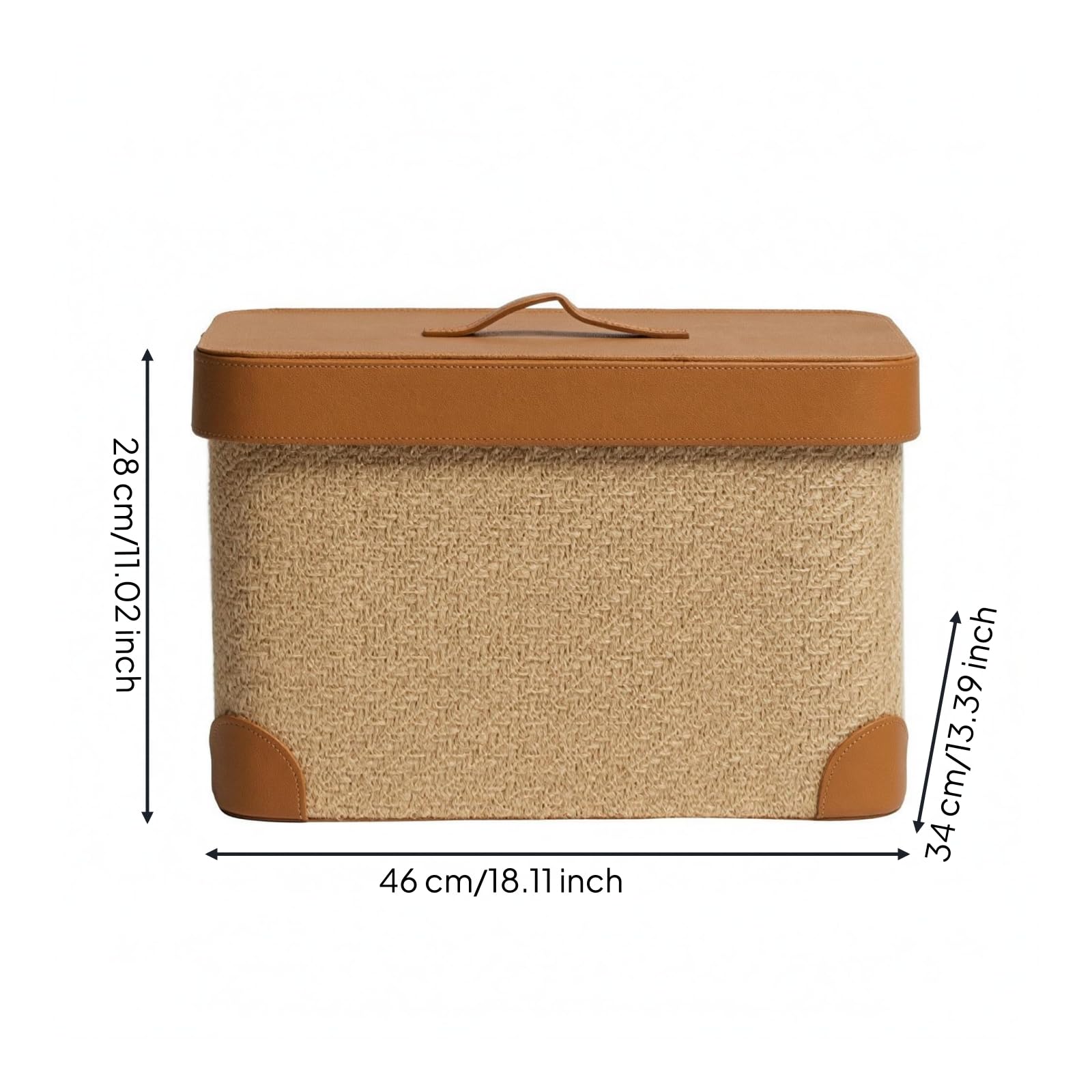 Caja Tejida Hecha a Mano Caja con Asa Tejido Suave Organizador, Naranja, Grande