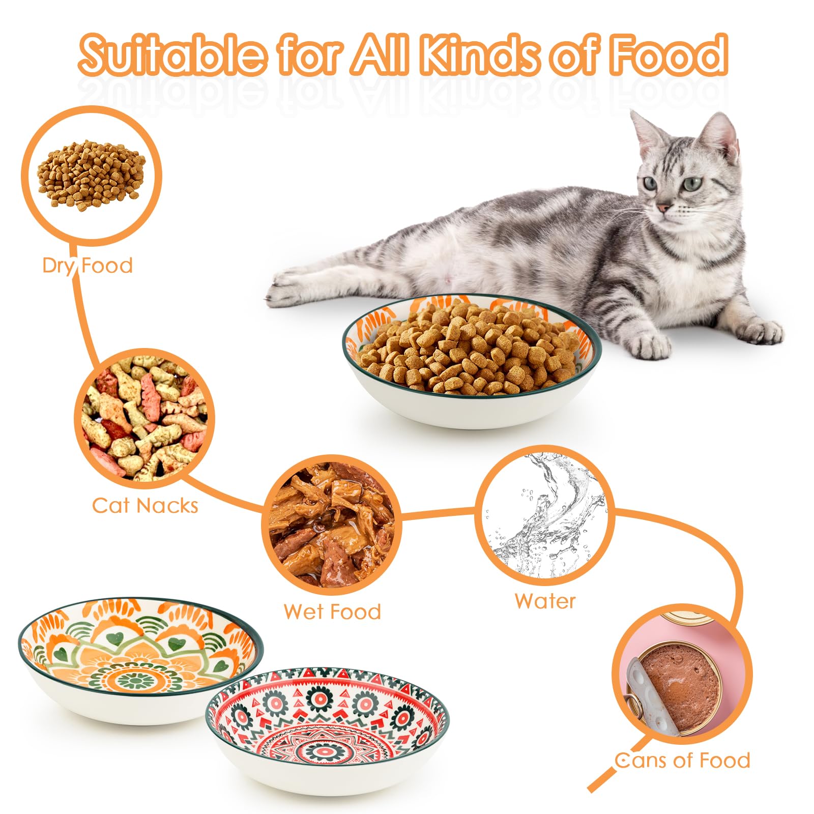 Set 6 Ciotole Per Gatti In Ceramica Colorata - 250 Ml, Smaltate, Baffo-Friendly, Lavabili In Lavastoviglie - Foto 8