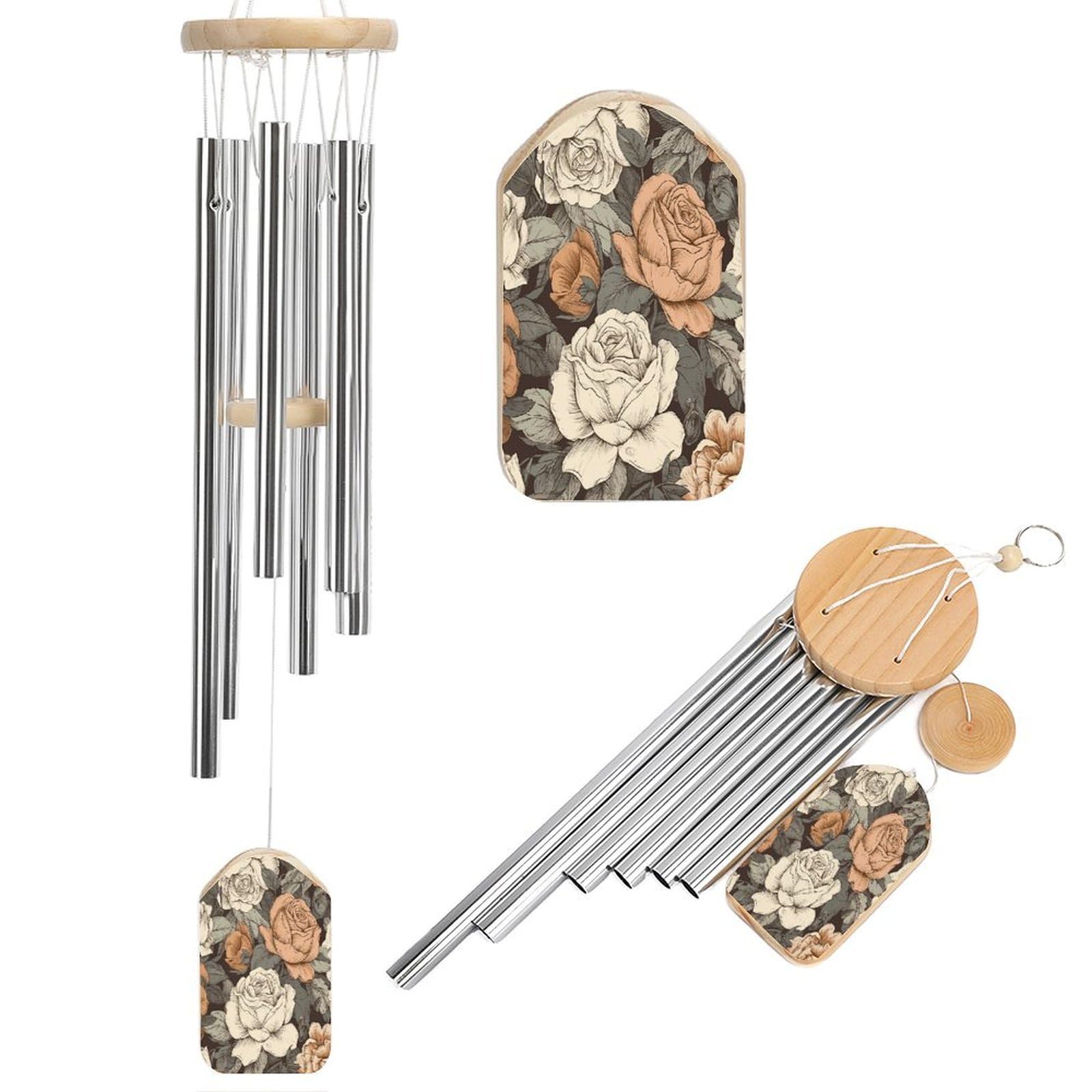 Btcowzrv Style A Hand Drawn Painting Wind Chimes For Outside, Hanging Windchimes With 6 Aluminum Tubes, Memorial Wind Chime For Patio Backyard Garden And Outdoor Decor