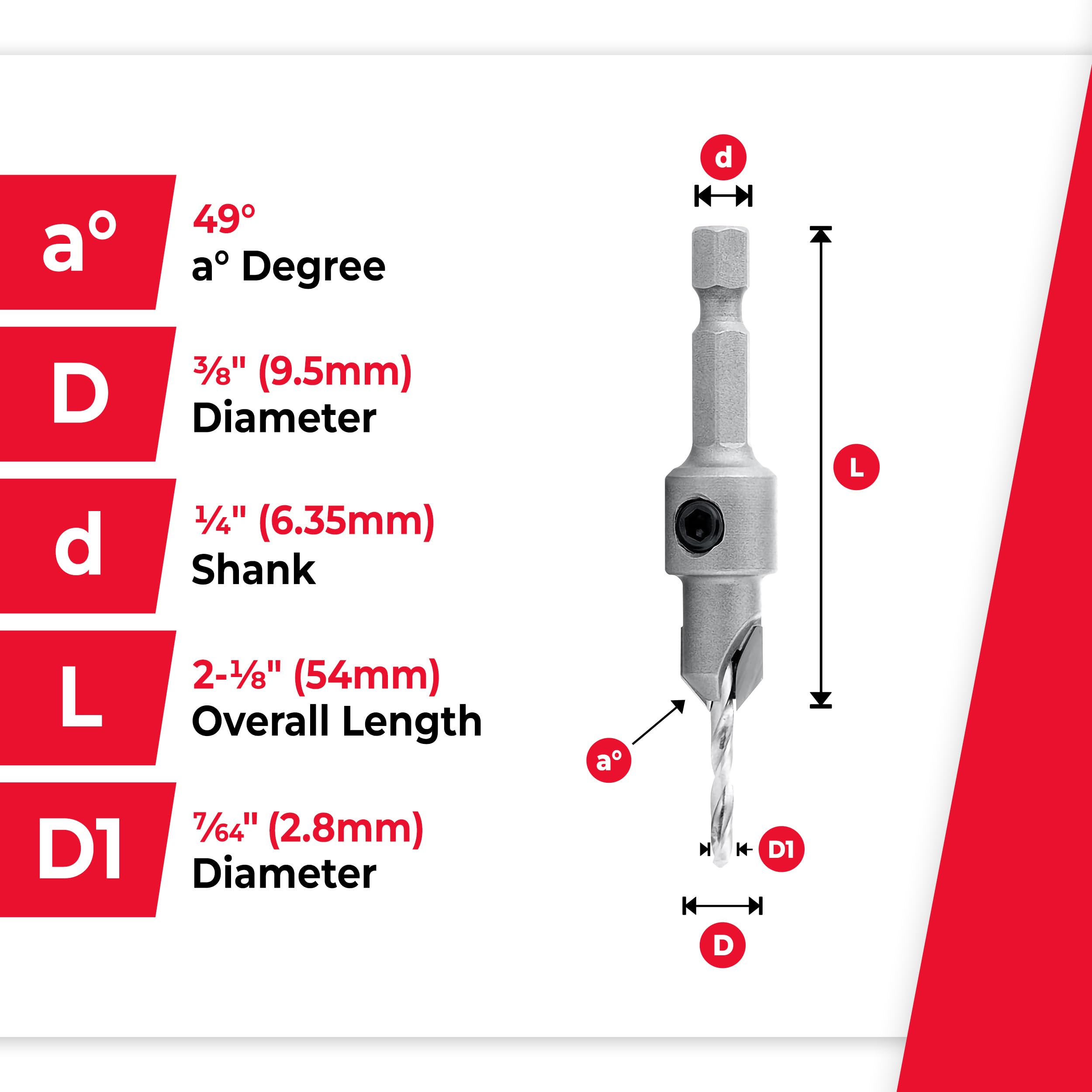 Amana Countersink Drill Bit - 82 Degree, Carbide Tip -4