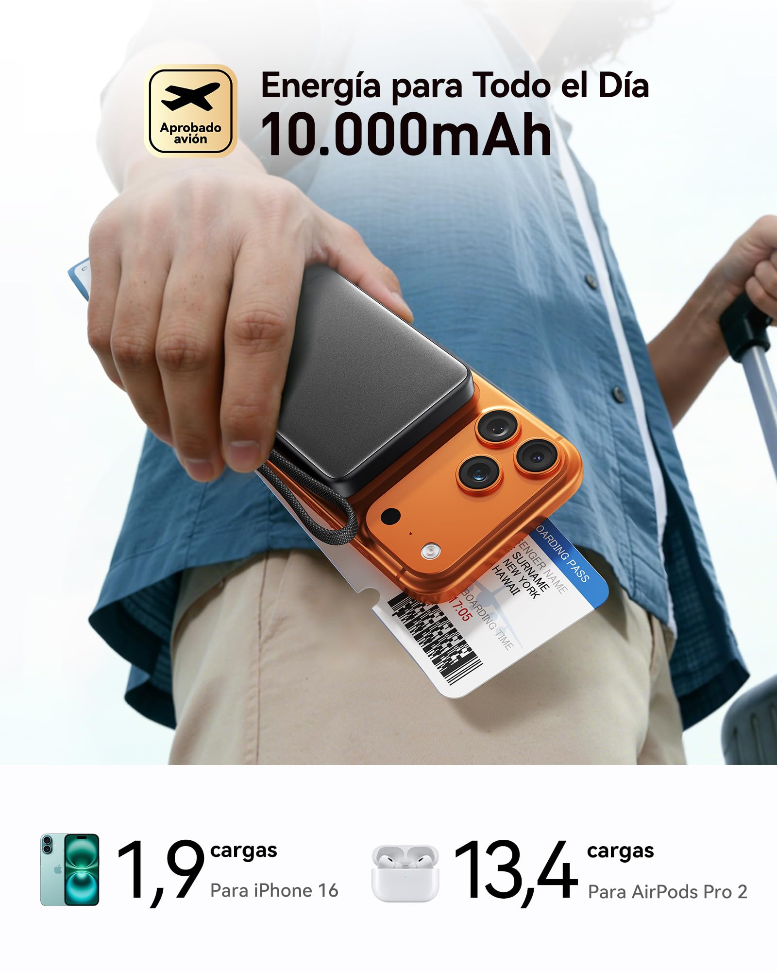 INIU Ultrafino 10000mAh Power Bank para MagSafe, Certificada Qi2 Original Carga Rápida Inalámbrica, 45W con Cable USB C & Soporte, Batería Magnética TSA de Viaje, Compatible con Serie iPhone 17-12