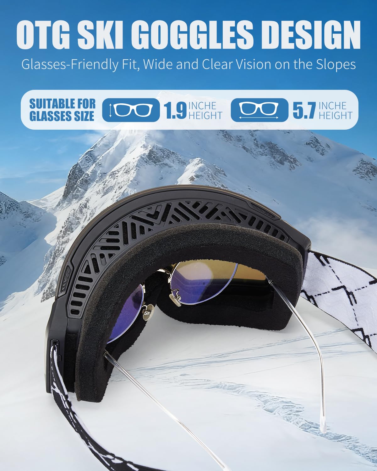 VCOROS Magnetyczne gogle narciarskie z szybką wymianą soczewki, konstrukcja OTG, przeciwmgielne, ochrona UV400, gogle snowboardowe