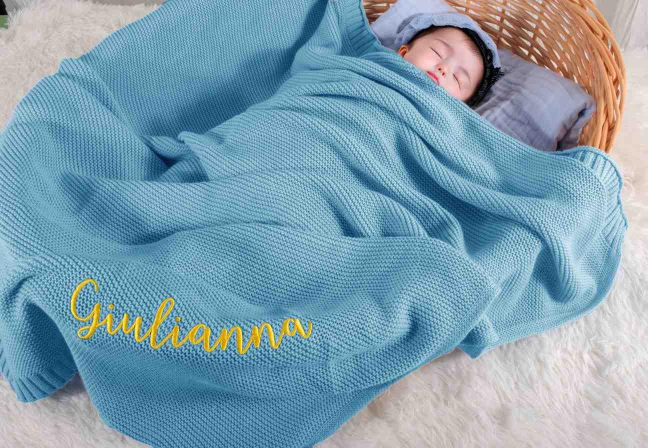 Tivhelrf Custom Baby Knit Blankets with Hand-Embroidered Name, Personalized Gift for Infants, Toddlers, and Kids โ image 1
